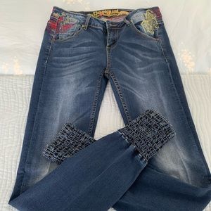 Desigual Size 28 Colorful Cuffed Blue Jeans